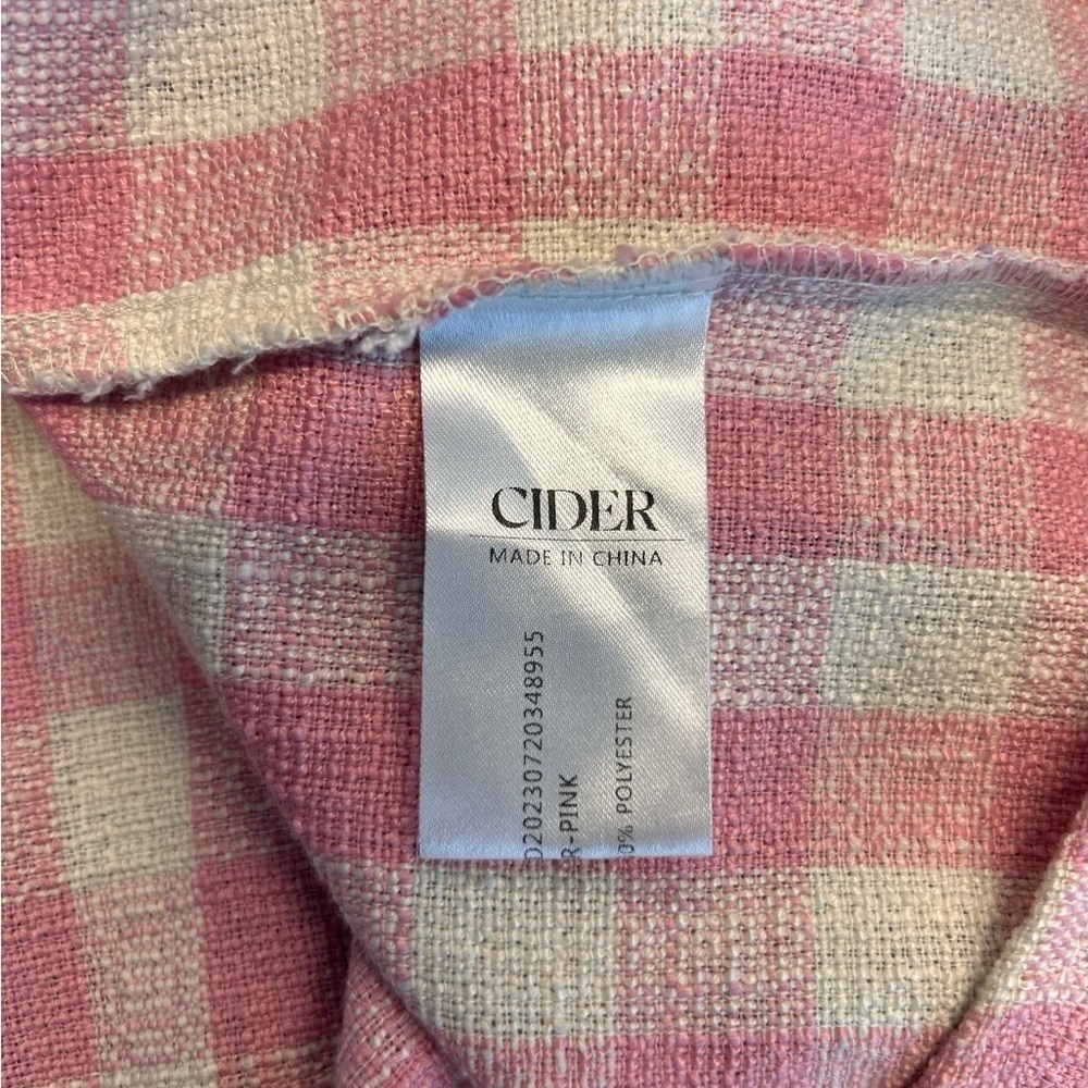 Cider Pink Gingham Square Neck Rosette Check Split Mini Dress Curve & Plus 1XL - Picture 11 of 13